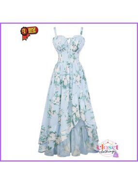 Corset Dress Sweetheart Neck High Low Milkmaid Chiffon Dress
